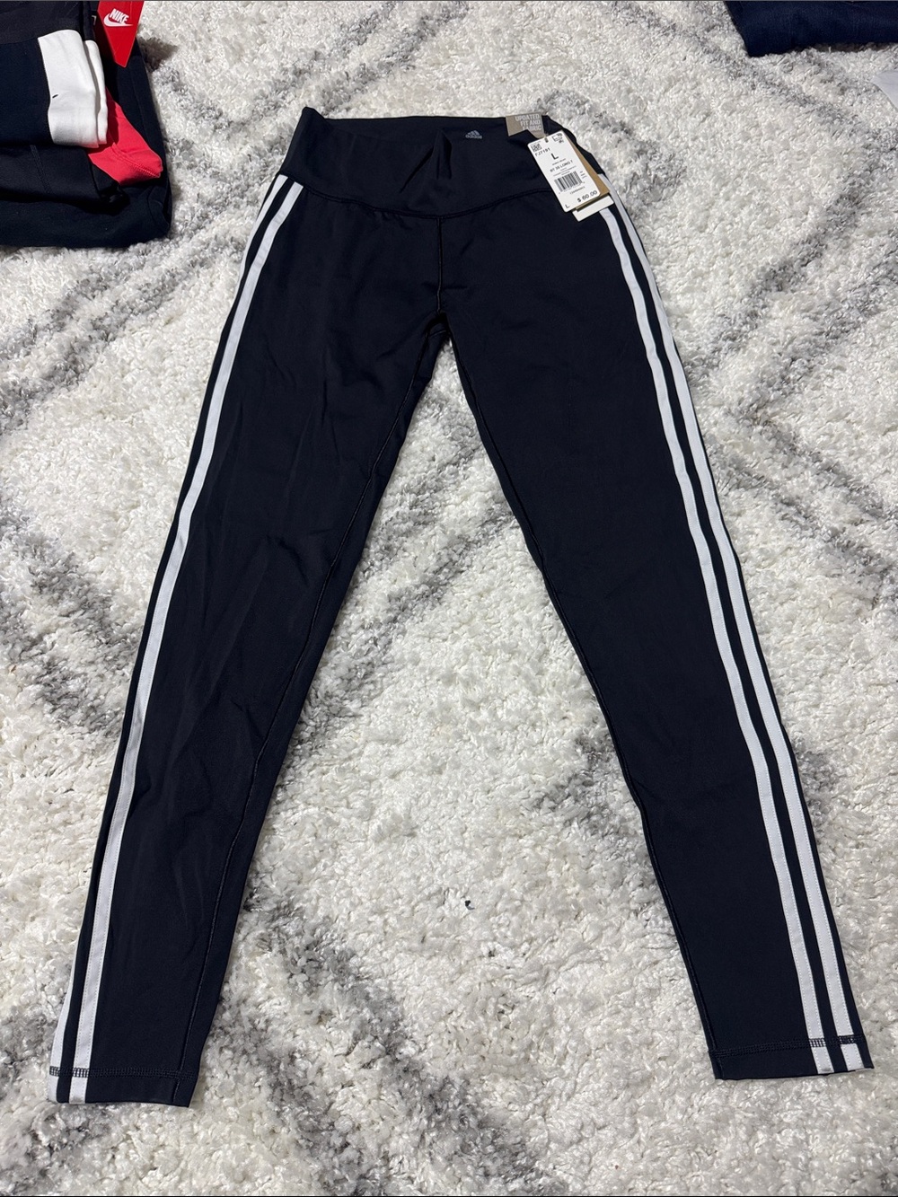 adidas Black Leggings with White Side Stripes for women’s fj7191